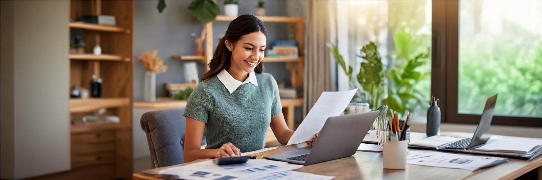 contadora usando software contábil